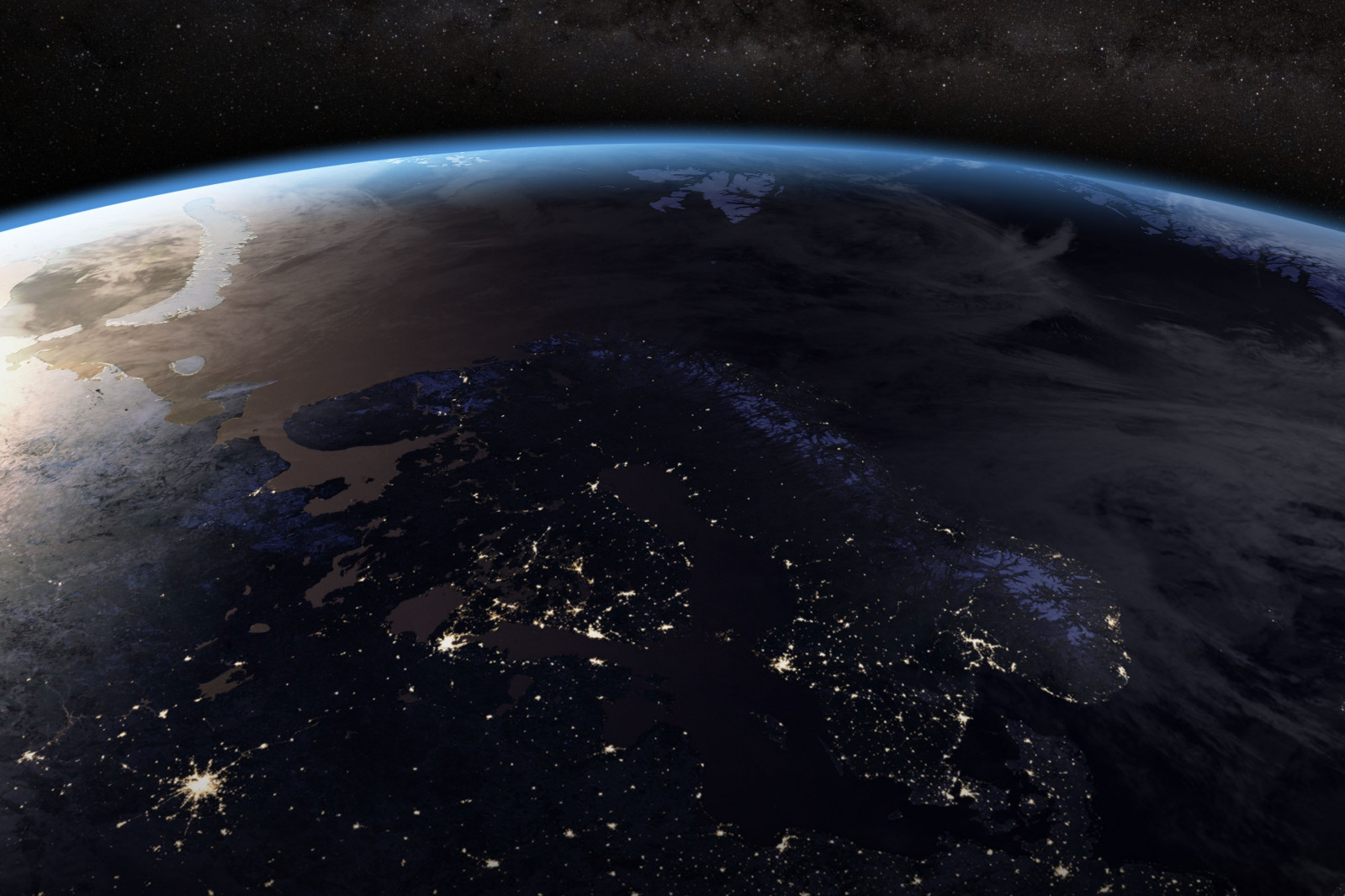 EARTH AT NIGHT NASA FLIPPED